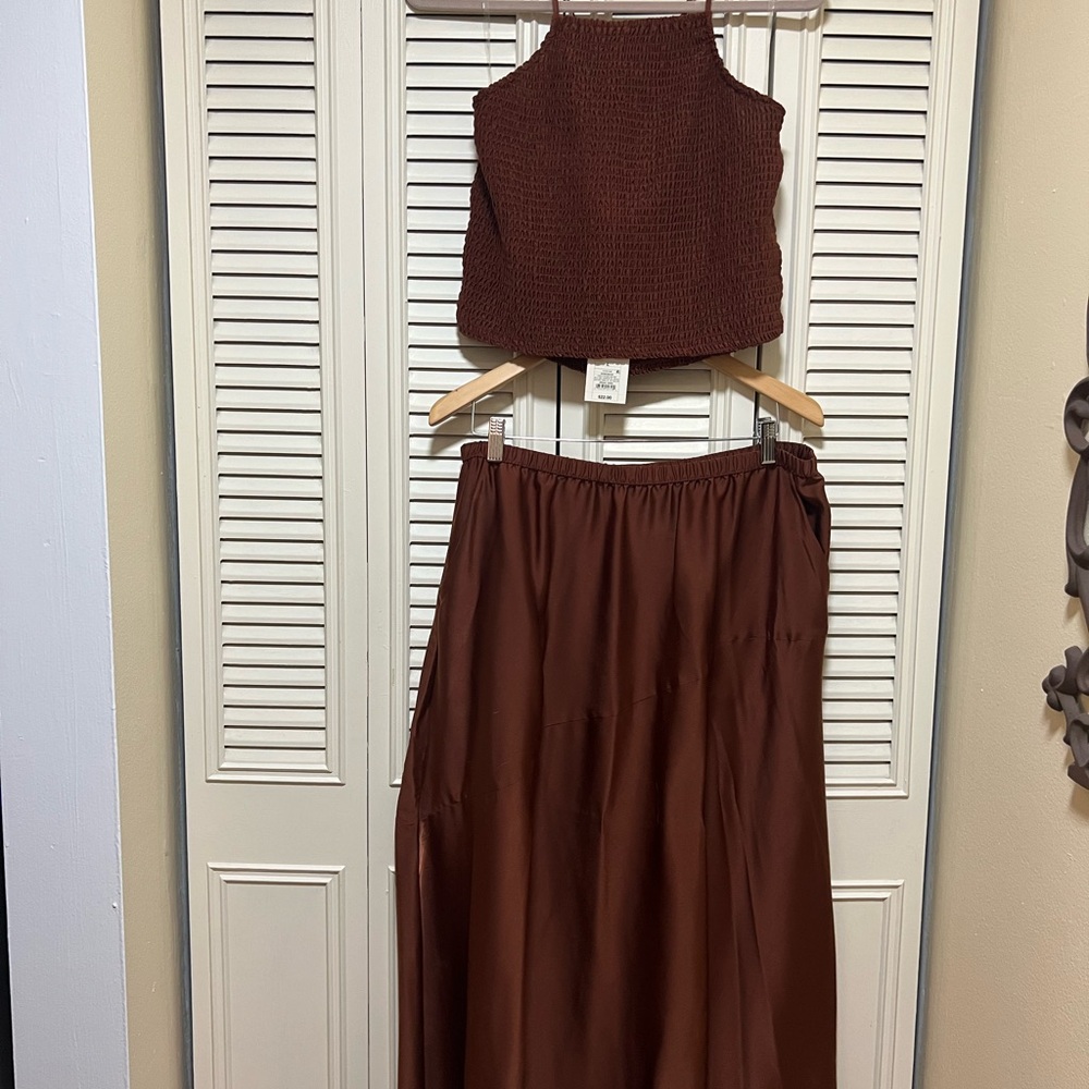 a new day Brown Skirt Set